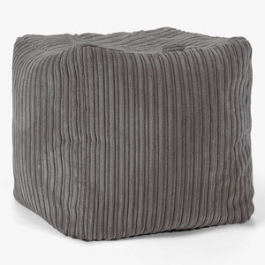 Pouf Repose-pieds Cube - Côtelé Anthracite