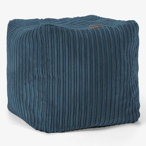 Pouf Repose-pieds Cube - Côtelé Bleu Marine