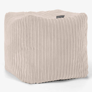 Pouf Repose-pieds Cube - Côtelé Ivoire