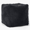 Pouf Repose-pieds Cube - Côtelé Noir 01