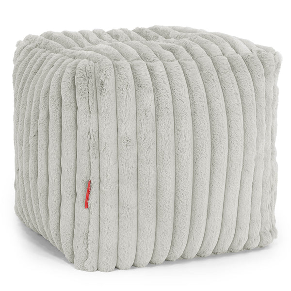 Pouf Repose-pieds Cube - Velours Côtelé Ultra Pelucheux Vert Sauge 01