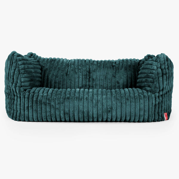 Pouf Canapé Ruben - Velours Côtelé Ultra Pelucheux Bleu Canard 01