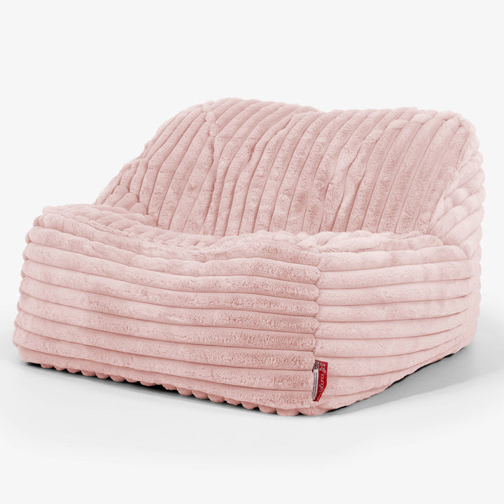 Le Pouf Doudou - Velours Côtelé Ultra Pelucheux Rose Pastel 01