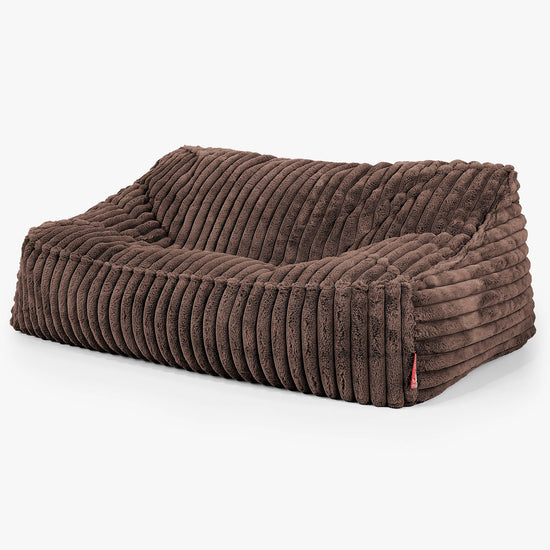 Le Canapé Pouf Doudou - Velours Côtelé Ultra Pelucheux Marron Meuse 01
