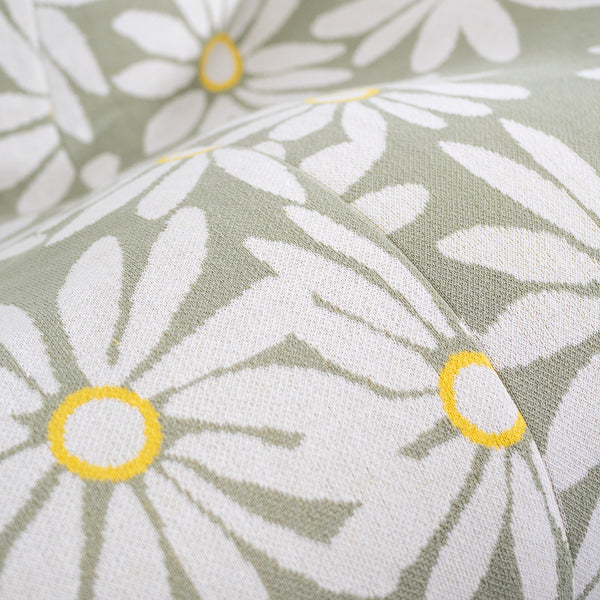 Gros Pouf Poire - Tricoté Floral Menthe Fabric Close-up Image