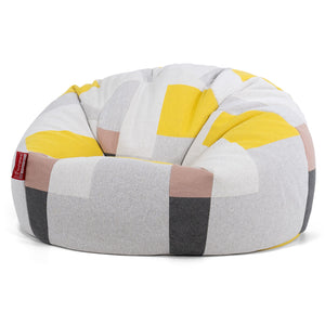 Pouf Poire Classique - Tricoté Colourblock Gris