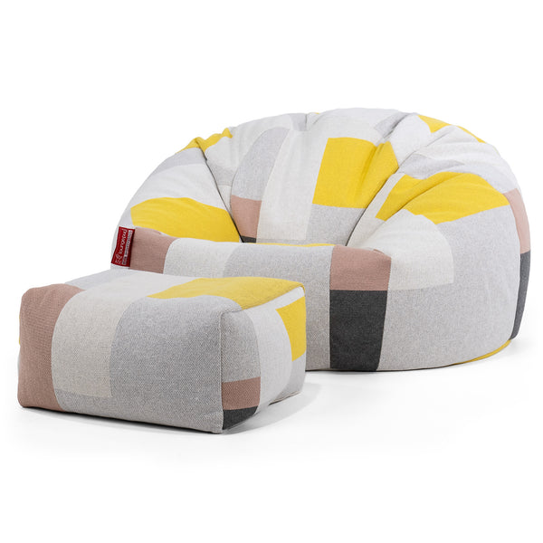 Pouf Poire Classique - Tricoté Colourblock Gris 01