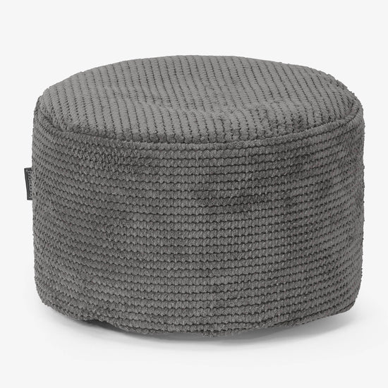 Petit Repose-pieds Rond - Pompon Anthracite 01