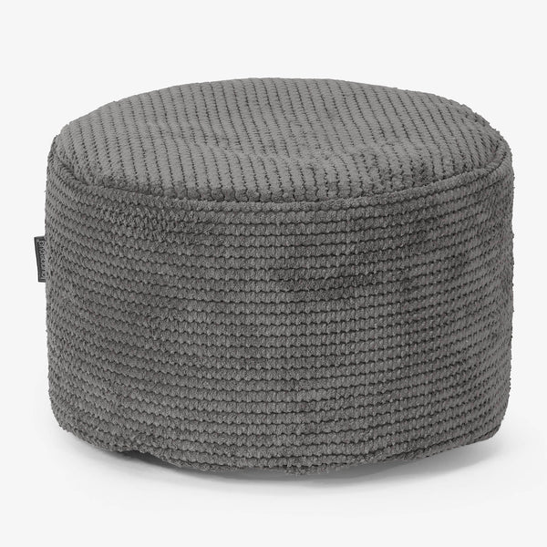 Petit Repose-pieds Rond - Pompon Anthracite 01