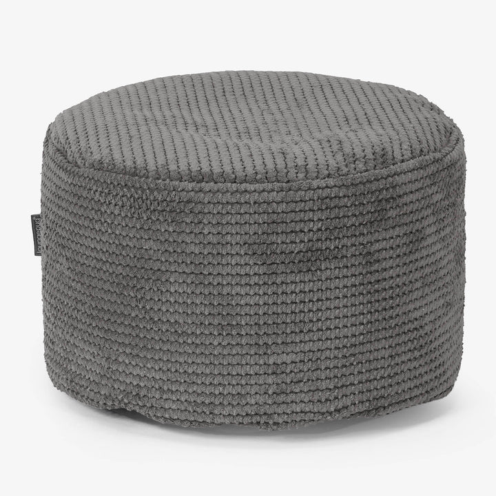 Petit Repose-pieds Rond - Pompon Anthracite 01