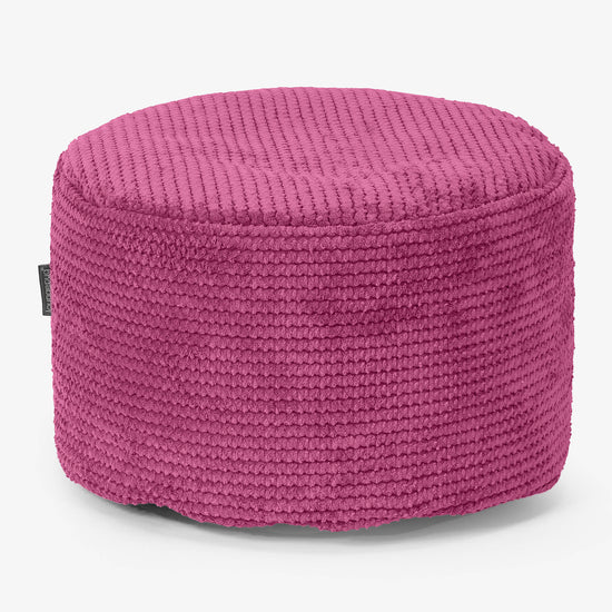 Petit Repose-pieds Rond - Pompon Rose 01