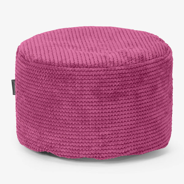 Petit Repose-pieds Rond - Pompon Rose 01