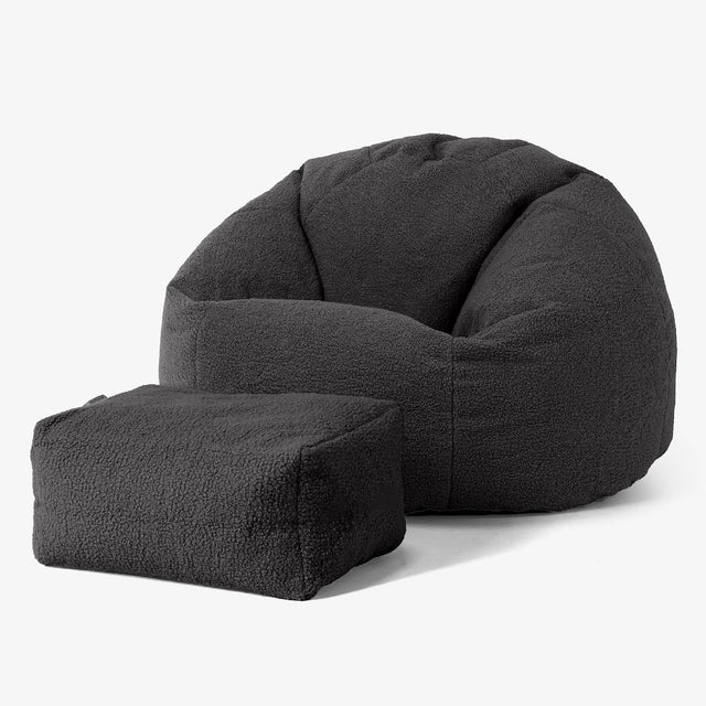 Pouf Poire Classique - Bouclé Anthracite 02