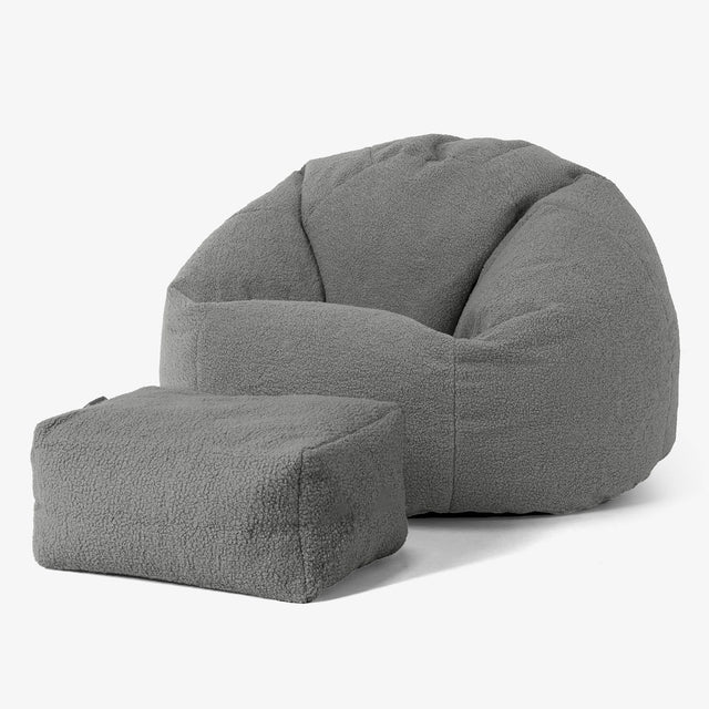 Pouf Poire Classique - Bouclé Gris 02