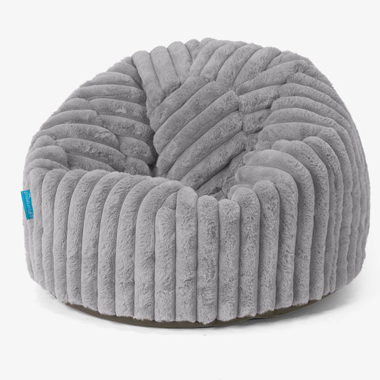 Pouf Poire Classique Enfant 1-5 ans - Velours Côtelé Ultra Pelucheux Gris 01