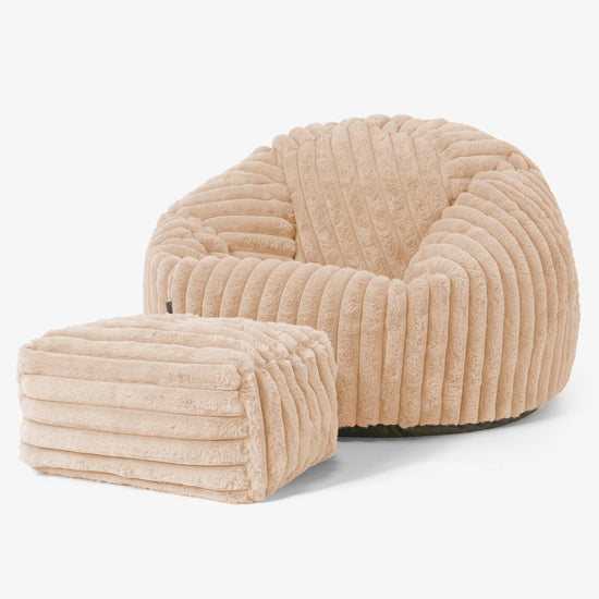 Pouf Poire Classique - Velours Côtelé Ultra Pelucheux Pêche 02