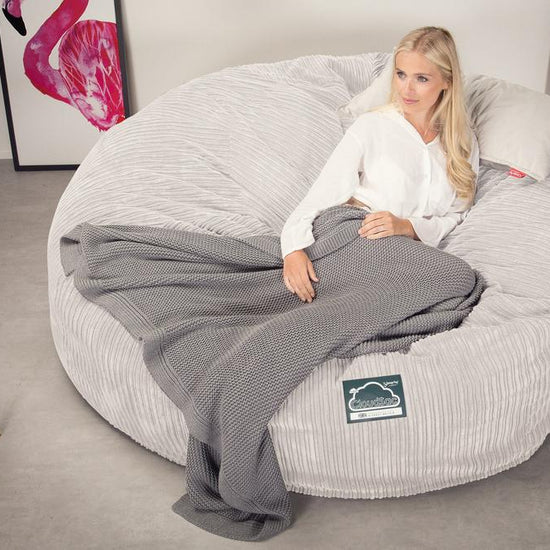 Lounge Pug, CloudSac 3000 XXL, Grand Canapé Pouf à Mémoire de Forme, Gros Pouf Sofa, Côtelé Crème