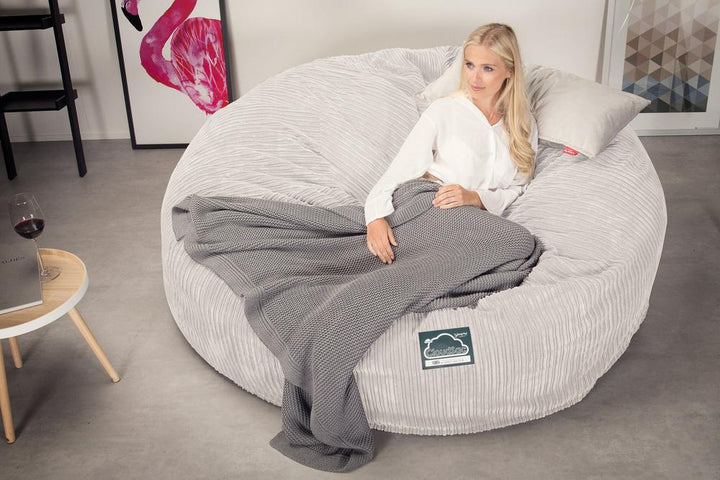 Lounge Pug, CloudSac 3000 XXL, Grand Canapé Pouf à Mémoire de Forme, Gros Pouf Sofa, Côtelé Crème