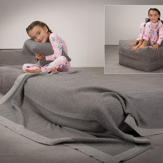 Lounge Pug, Avery, Fauteuil Futon, Unique, Côtelé Anthracite