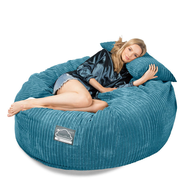 Lounge Pug, CloudSac 1010 XXL, Canapé Pouf Géant XXL à Mémoire de Forme, Gros Pouf Sofa, Côtelé Mer Égéé
