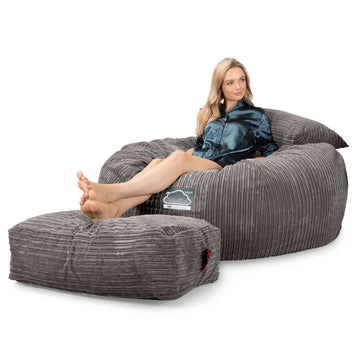 Lounge Pug, CloudSac 1010 XXL, Canapé Pouf Géant XXL à Mémoire de Forme, Gros Pouf Sofa, Côtelé Anthracite