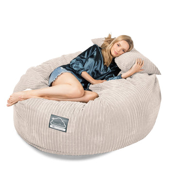 Lounge Pug, CloudSac 1010 XXL, Canapé Pouf Géant XXL à Mémoire de Forme, Gros Pouf Sofa, Côtelé Crème