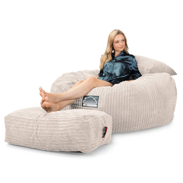 Lounge Pug, CloudSac 1010 XXL, Canapé Pouf Géant XXL à Mémoire de Forme, Gros Pouf Sofa, Côtelé Crème