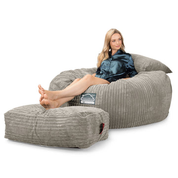 Lounge Pug, CloudSac 1010 XXL, Canapé Pouf Géant XXL à Mémoire de Forme, Gros Pouf Sofa, Côtelé Vison