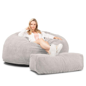 CloudSac 1010 Canapé Pouf Géant XXL à Mémoire de Forme - Pompon Crème