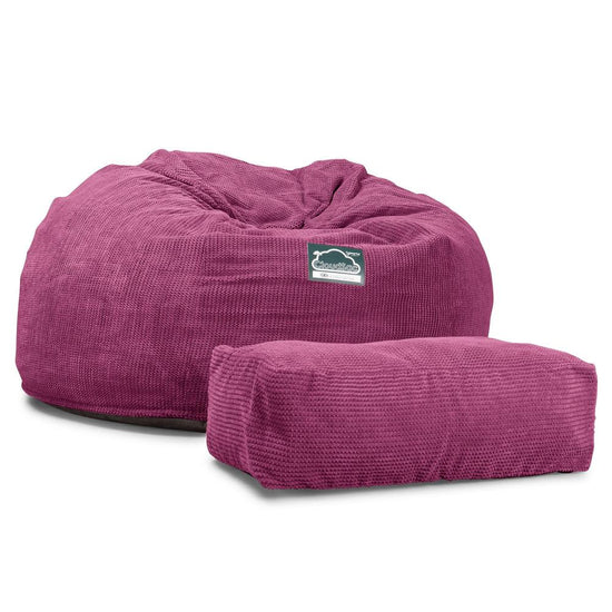 Lounge Pug, CloudSac 1010 XXL, Canapé Pouf Géant XXL à Mémoire de Forme, Gros Pouf Sofa, Pompon Rose