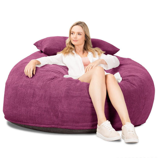 Lounge Pug, CloudSac 1010 XXL, Canapé Pouf Géant XXL à Mémoire de Forme, Gros Pouf Sofa, Pompon Rose