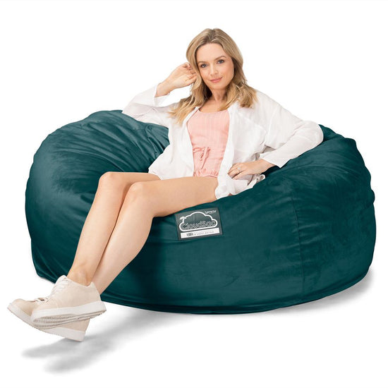 Lounge Pug, CloudSac 1010 XXL, Canapé Pouf Géant XXL à Mémoire de Forme, Gros Pouf Sofa, Velours Mer Égéé
