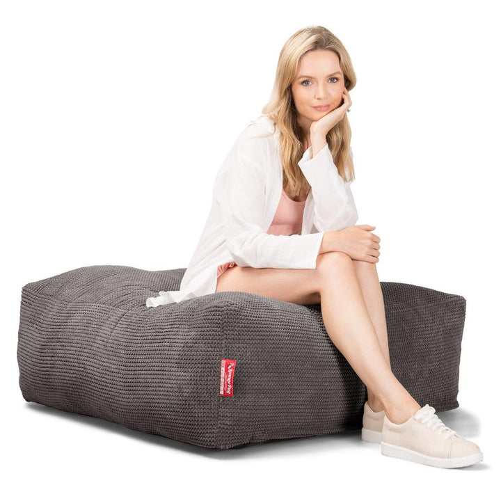 Lounge Pug, CloudSac 250, Pouf Ottomane Repose-pieds à Mémoire de Forme, Pompon Anthracite