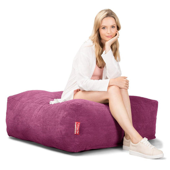 Lounge Pug, CloudSac 250, Pouf Ottomane Repose-pieds à Mémoire de Forme, Pompon Rose