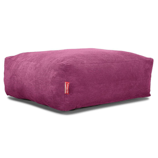 Lounge Pug, CloudSac 250, Pouf Ottomane Repose-pieds à Mémoire de Forme, Pompon Rose