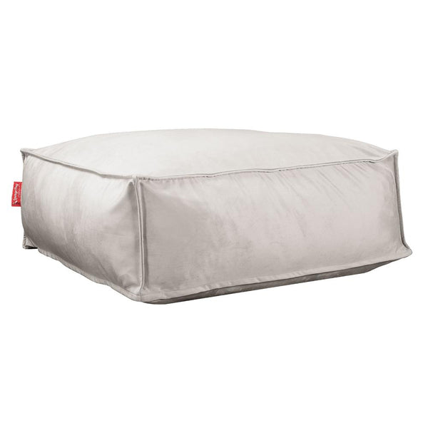 Lounge Pug, CloudSac 250, Pouf Ottomane Repose-pieds à Mémoire de Forme, Velours Argent