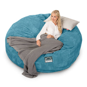 CloudSac 3000 XXL Grand Canapé Pouf à Mémoire de Forme - Côtelé Mer Égée