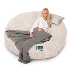 CloudSac 3000 XXL Grand Canapé Pouf à Mémoire de Forme - Côtelé Ivoire
