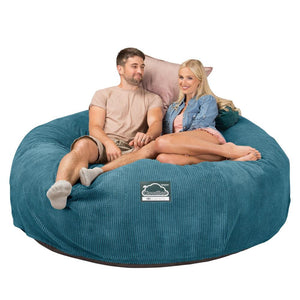CloudSac 3000 XXL Grand Canapé Pouf à Mémoire de Forme - Pompon Mer Égée