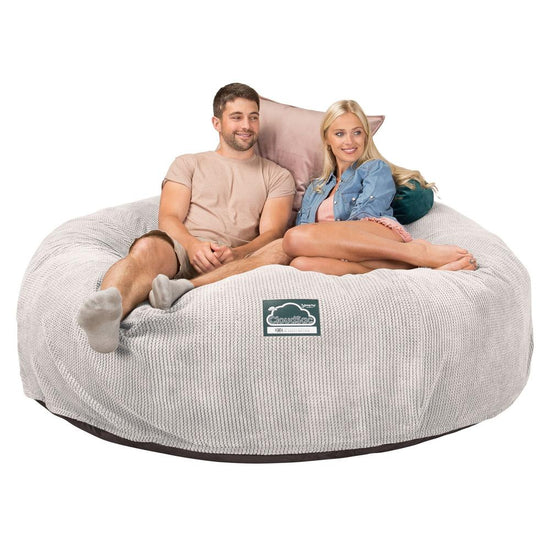 Lounge Pug, CloudSac 3000 XXL, Grand Canapé Pouf à Mémoire de Forme, Gros Pouf Sofa, Pompon Crème