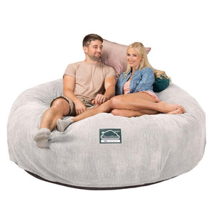 CloudSac 3000 XXL Grand Canapé Pouf à Mémoire de Forme - Pompon Crème