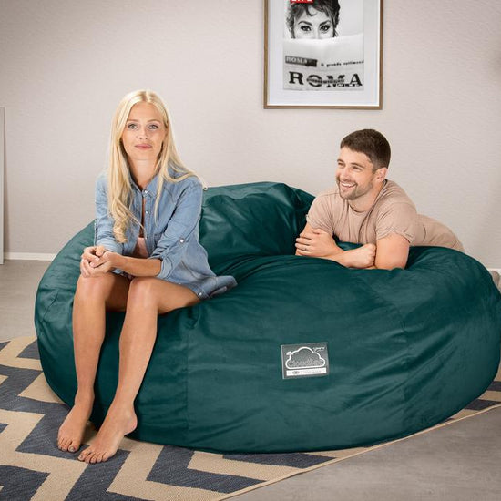 Lounge Pug, CloudSac 3000 XXL, Grand Canapé Pouf à Mémoire de Forme, Gros Pouf Sofa, Velours Mer Égéé