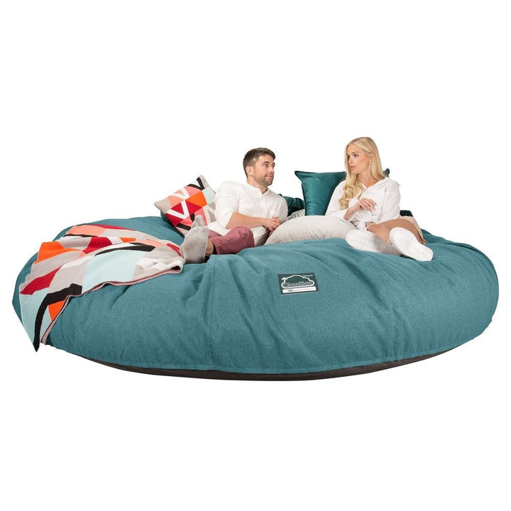 Lounge Pug, CloudSac 5000 XXXXXL, Canapé Pouf Titanesque à Mémoire de Forme, Gros Pouf Sofa, Interalli Laine Aqua