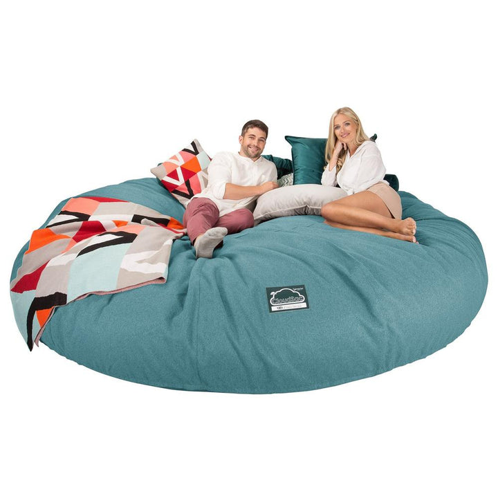 Lounge Pug, CloudSac 5000 XXXXXL, Canapé Pouf Titanesque à Mémoire de Forme, Gros Pouf Sofa, Interalli Laine Aqua