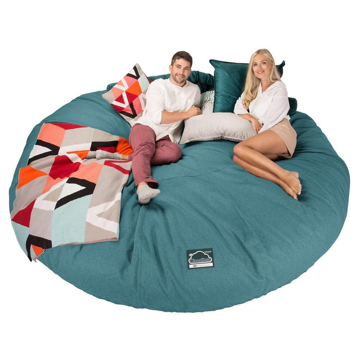 Lounge Pug, CloudSac 5000 XXXXXL, Canapé Pouf Titanesque à Mémoire de Forme, Gros Pouf Sofa, Interalli Laine Aqua