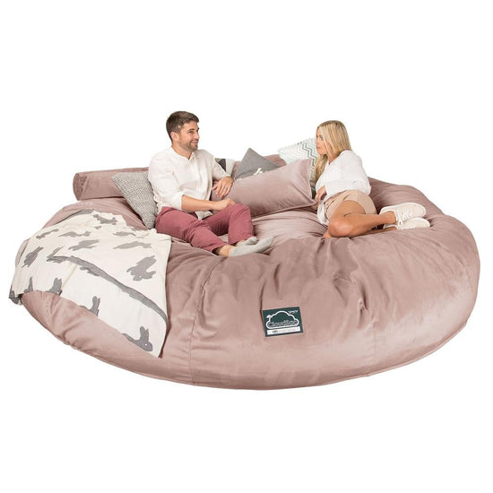 Lounge Pug, CloudSac 5000 XXXXXL, Canapé Pouf Titanesque à Mémoire de Forme, Gros Pouf Sofa, Velours Rose