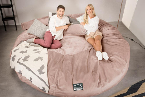 Lounge Pug, CloudSac 5000 XXXXXL, Canapé Pouf Titanesque à Mémoire de Forme, Gros Pouf Sofa, Velours Rose