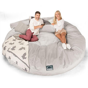 CloudSac 5000 XXXXXL Canapé Pouf Titanesque à Mémoire de Forme - Velours Argent
