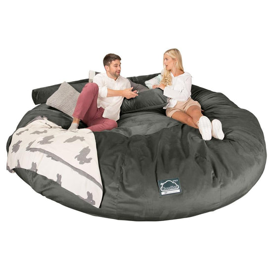 Lounge Pug, CloudSac 5000 XXXXXL, Canapé Pouf Titanesque à Mémoire de Forme, Gros Pouf Sofa, Velours Anthracite