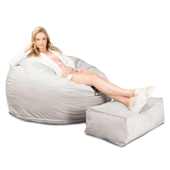 Lounge Pug, CloudSac 510 XL, Grand Pouf à Mémoire de Forme, Canapé, Velours Argent